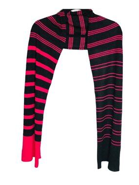 Lsenboye scarf pink black stripped knit acrylic 72X15" READ